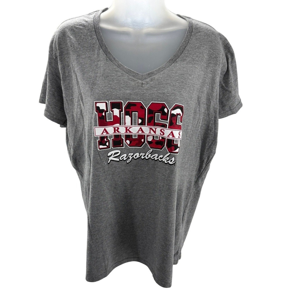 University Arkansas Razorbacks Hogs Grey Lightweight Womens Tee Shirt XL NEW